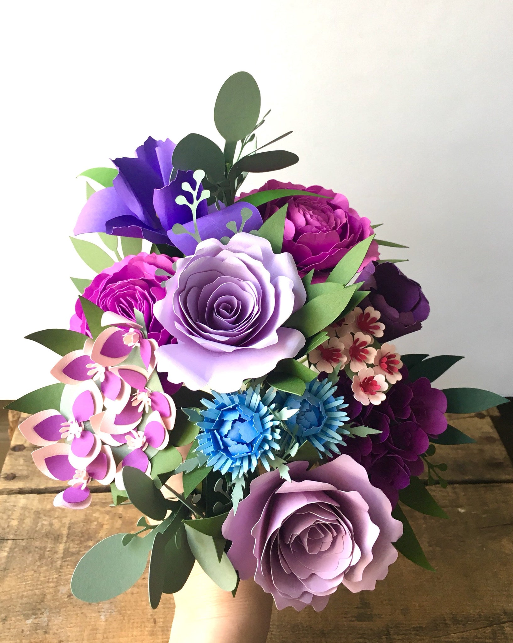 Purple, Lavender, Blue, and Lilac Paper Flower Arrangement - Medium Bo –  The Flower Craft Shop